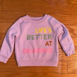 18 MONTH TODDLER GIRL PURPLE SWEATSHIRT “LIFE IS BETTER AT GRANDMA’S”